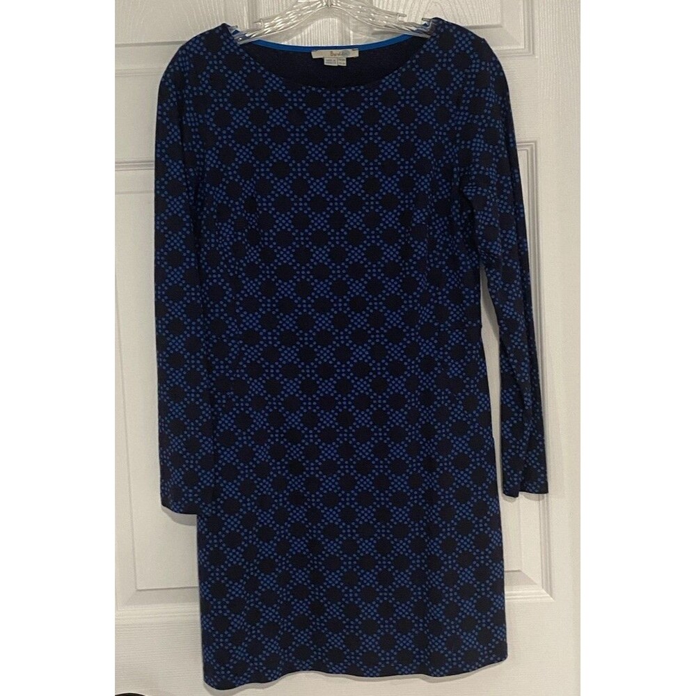 BODEN BLUE Geometric Print SOFT COTTON JERSEY DRESS Us 6 Knee Length